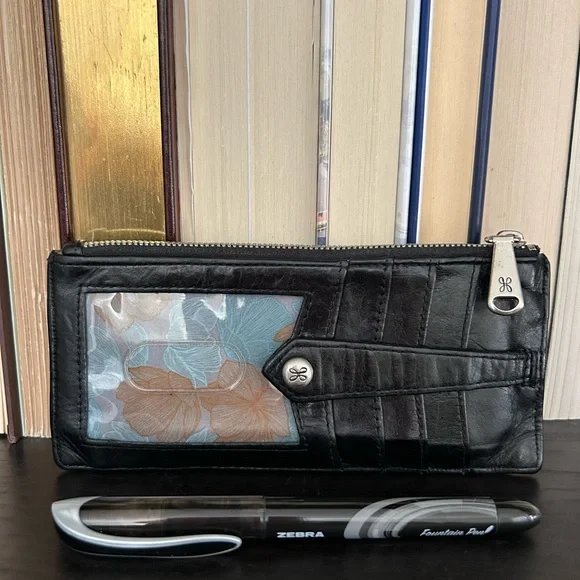 HOBO International - Linn slim Credit Card Wallet in Black Leather - Picture 1 of 9